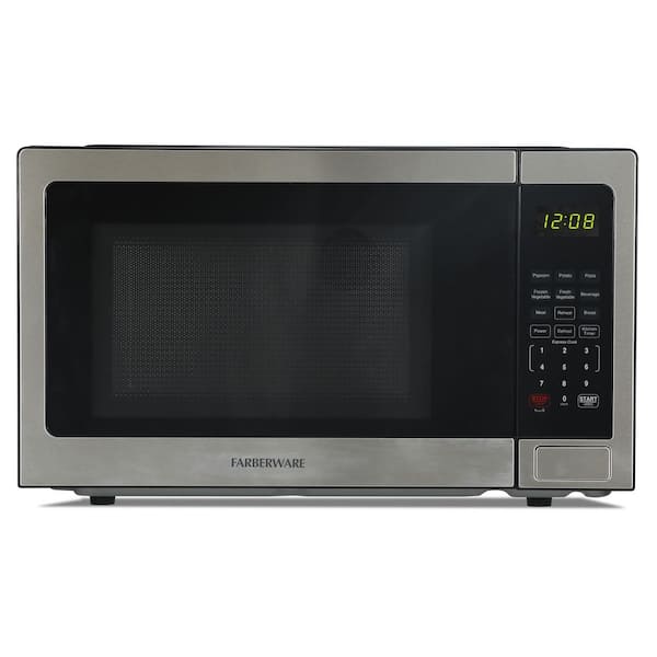 1.1 Cu. Ft. Countertop Microwave Oven 1000W Power, Auto Cook Settings, Defrost, and Safety Lock, Stainless Steel