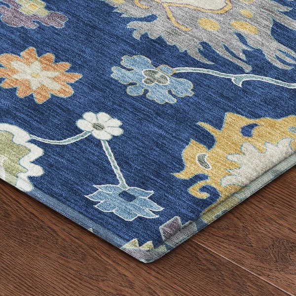 Mayfield Premium Machine Washable Abstract AMF2532 Navy 10 ft. x 14 ft. Area Rug