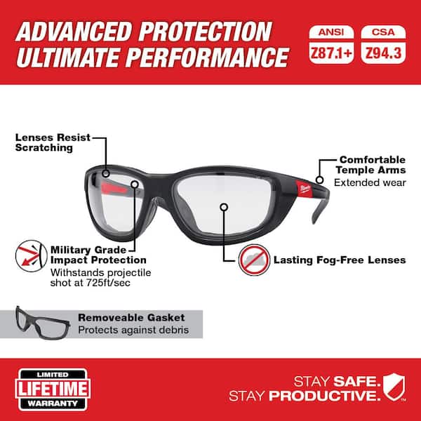 Milwaukee - M18 FUEL 18-Volt Lithium-Ion Brushless 2 Gal. Electric Compact Quiet Compressor and Performance Safety Glasses w/ Gasket