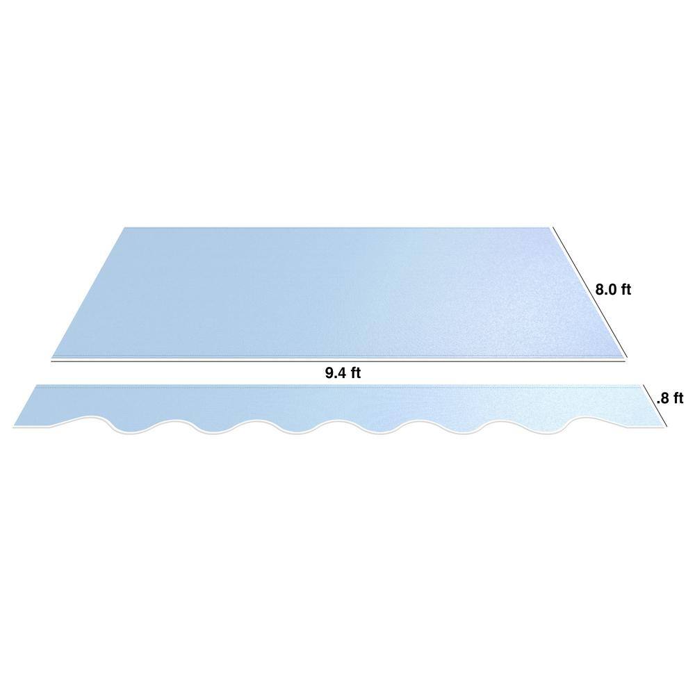 Sky Blue Manual Retractable Patio Awning with Black Frame
