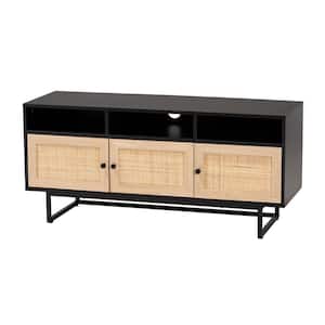 Declan 47.2 in. Espresso Brown and Black TV Stand Fits TV's up to 52 in. with Cable Management