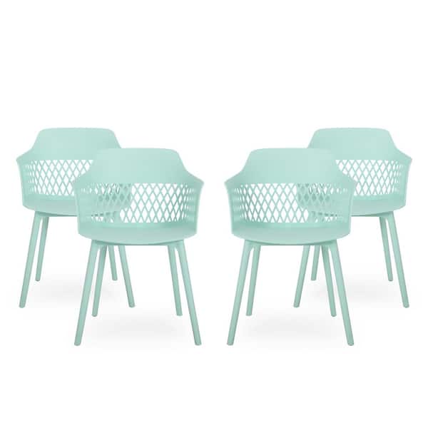 Azalea Mint Plastic Outdoor Patio Dining Chair (4-Pack)