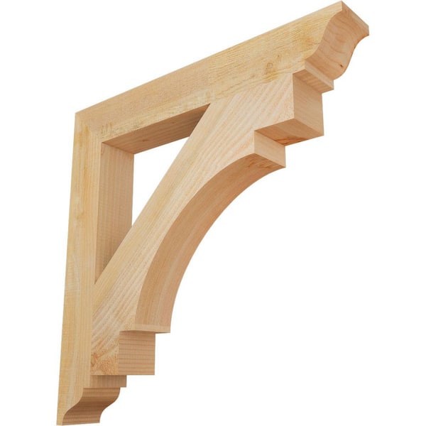 Ekena Millwork 4 in. x 28 in. x 28 in. Douglas Fir Merced Traditional Rough Sawn Bracket