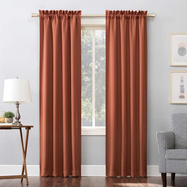 Sun Zero Gavin Energy Saving Terracotta Polyester 40 in. W x 84 in. L Rod Pocket Blackout Curtain (Single Panel)