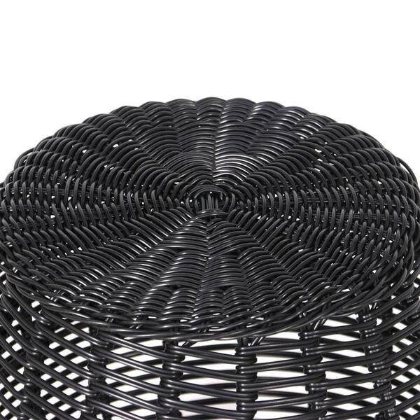 Maypex 16 in. Wicker Outdoor Side Table Black