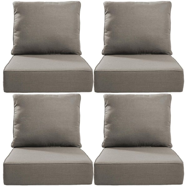 22 in. W x 24 in. D x 6 in. T 8-Piece Water and Fade Resistant Outdoor Lounge Chair Replacement Cushion Set in Gray