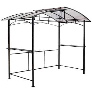 5 ft. x 8 ft. Grill Gazebo Outdoor Patio Canopy, BBQ Shelter with Steel Hardtop and Side Shelves