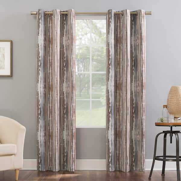 Allegory Abstract Cedar Orange Polyester 40 in. W x 84 in. L Grommet Blackout Curtain (Single Panel)