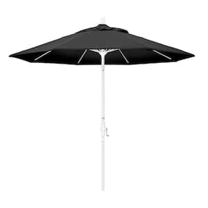 9 ft. Fiberglass Market Collar Tilt M White Patio Umbrella in Black Olefin