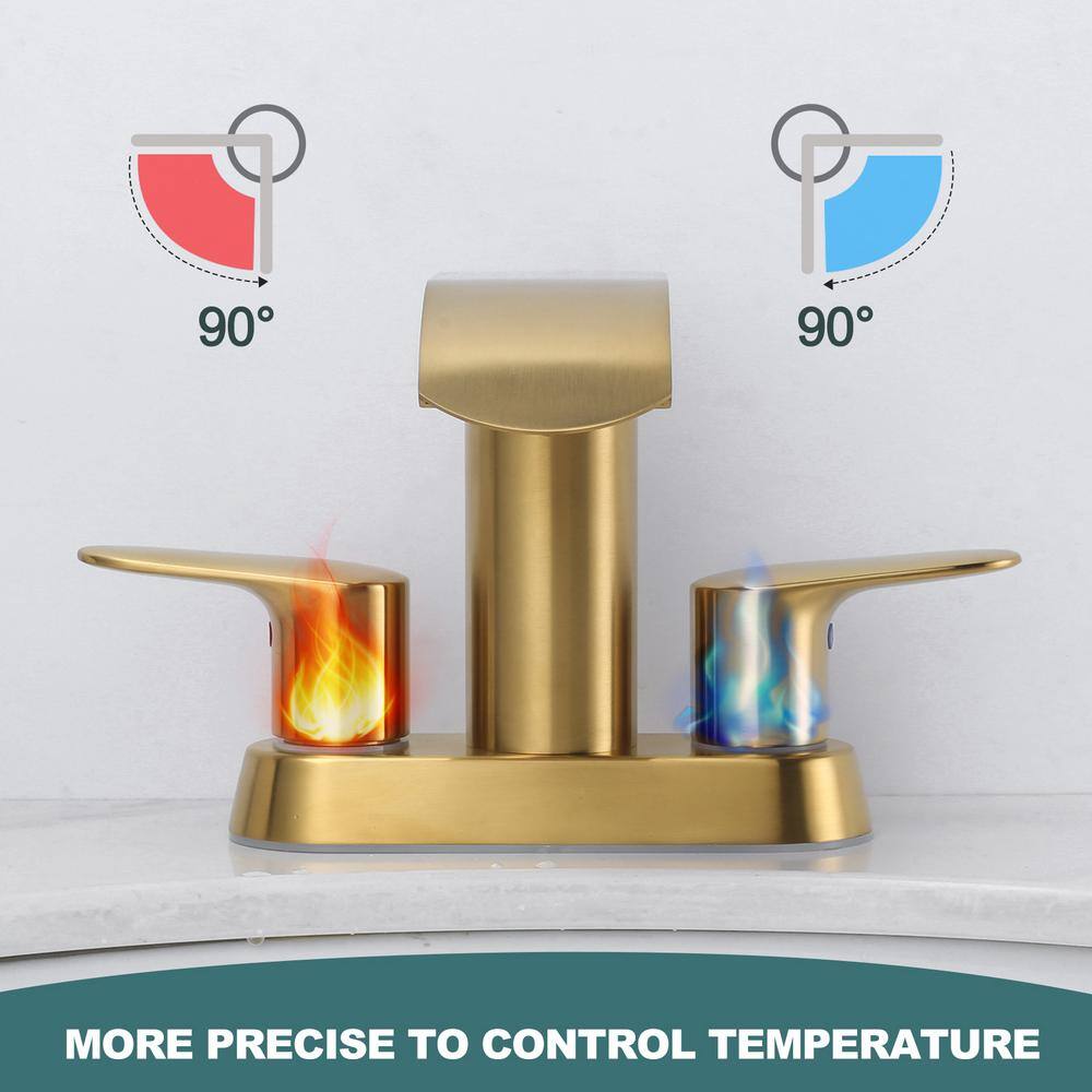 Brushed Gold Stainless Steel Double Handle Waterfall Bathroom Faucet