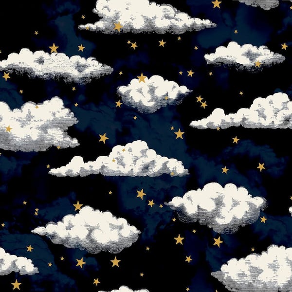 Zeno Navy Blue Starry Skies Wallpaper Sample