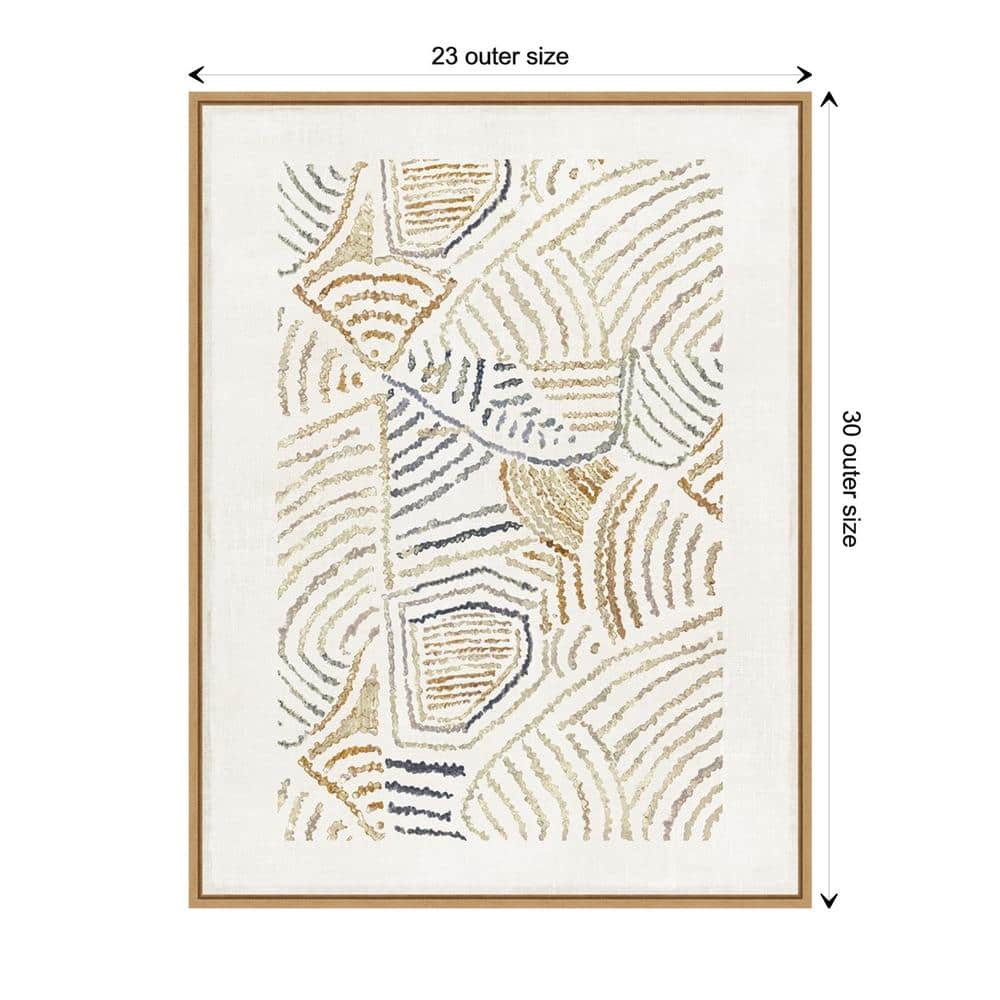 Dreamy Geo II Abstract Canvas Wall Art with Light Brown Frame