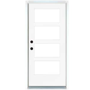 36 in. x 80 in. Smooth White Right-Hand Inswing Full-Lite 4-Lite SDL Low-E Finished Fiberglass Prehung Front Door