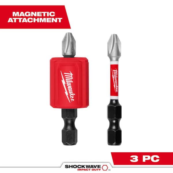 SHOCKWAVE Impact Duty Alloy Steel Magnetic Attachment & PH2 Bit Set (3-Piece)