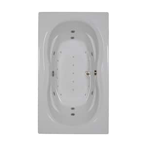 72 in. x 42 in. Acrylic Rectangular Alcove Whirlpool Bathtub with Center Drain in Biscuit