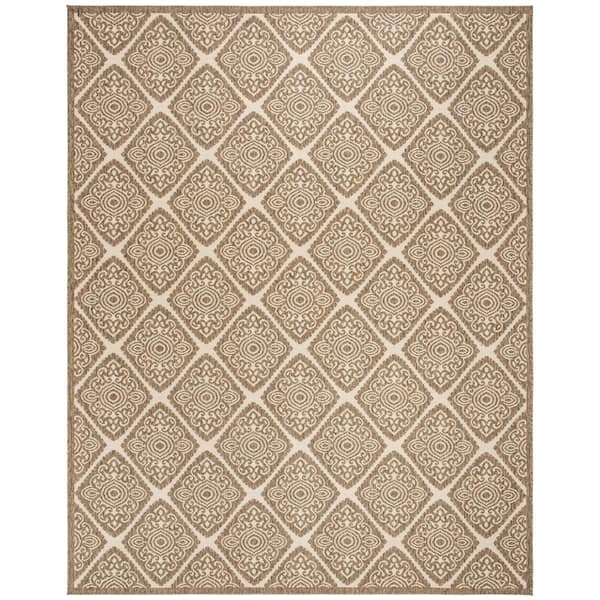 Beach House Cream/Beige 8 ft. x 10 ft. Medallion Indoor/Outdoor Patio  Area Rug