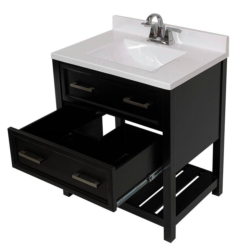 Espresso and White 31'' Single Bathroom Vanity with Cultured Marble Top