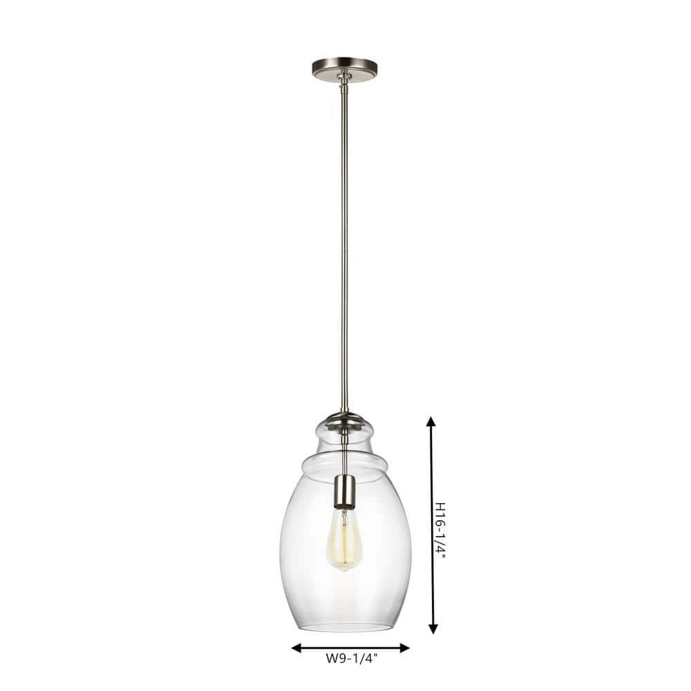 Marino Satin Nickel Clear Glass Indoor/Outdoor Pendant Light