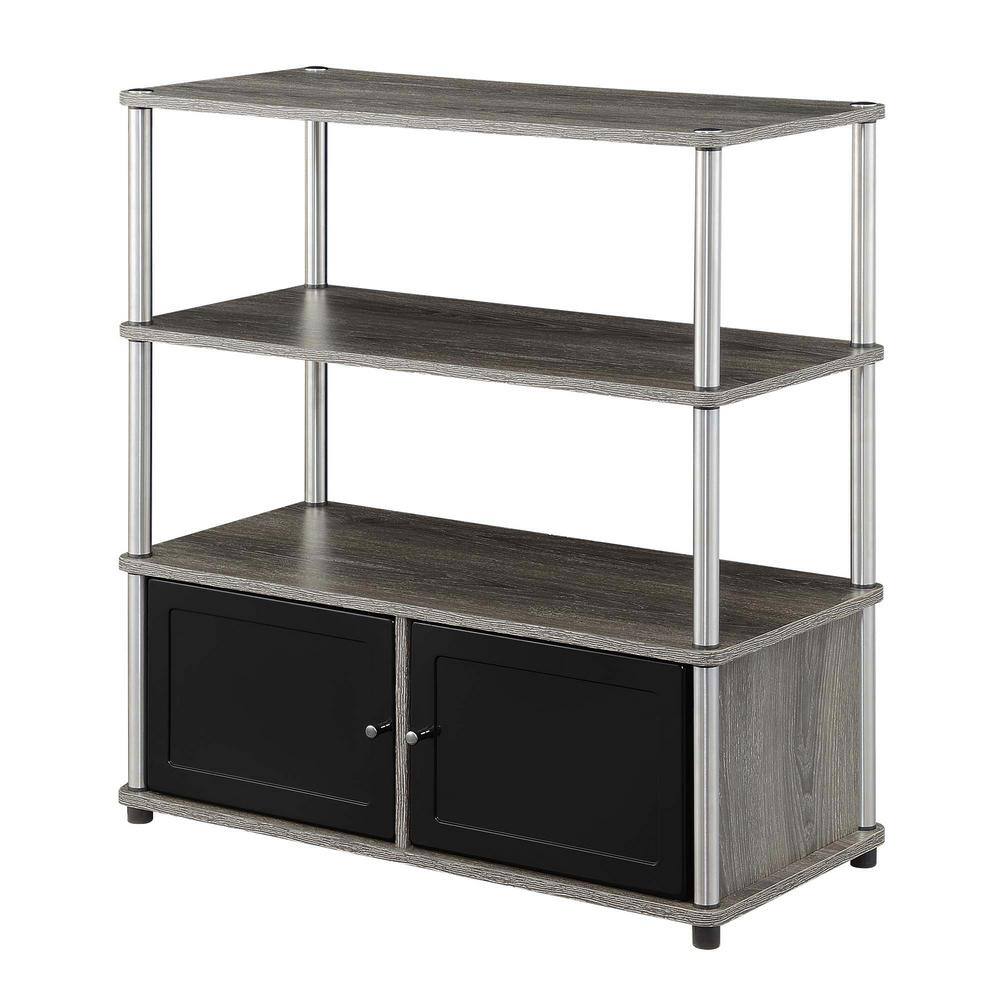 Convenience Concepts Designs2Go Highboy 34.5 in Weathered Gray TV Stand  fits up to 40 in. TV with Storage Cabinets R5-265