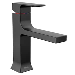 Velum Single Handle Single Hole Bathroom Faucet with Deckplate Included and Drain Kit Included in Matte Black