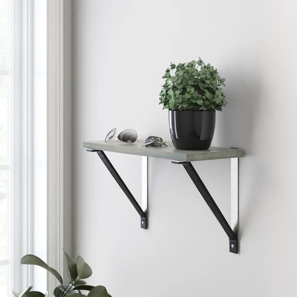 2-Pack 8.28 in. Black and Nickel Decorative Shelf Bracket