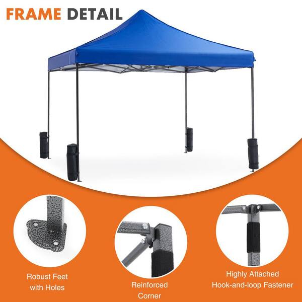 Tileon 10 ft. x 10 ft. Blue Pop Up Canopy Tent, Instant Outdoor
