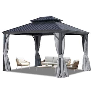 うめち ChillPavilion 12 ft. x 16 ft. Double Roof Hardtop Wood Grain