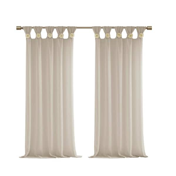 Madison Park Florah Linen Faux Linen 50 in. W x 95 in. L Sheer Curtain (Single Panel)