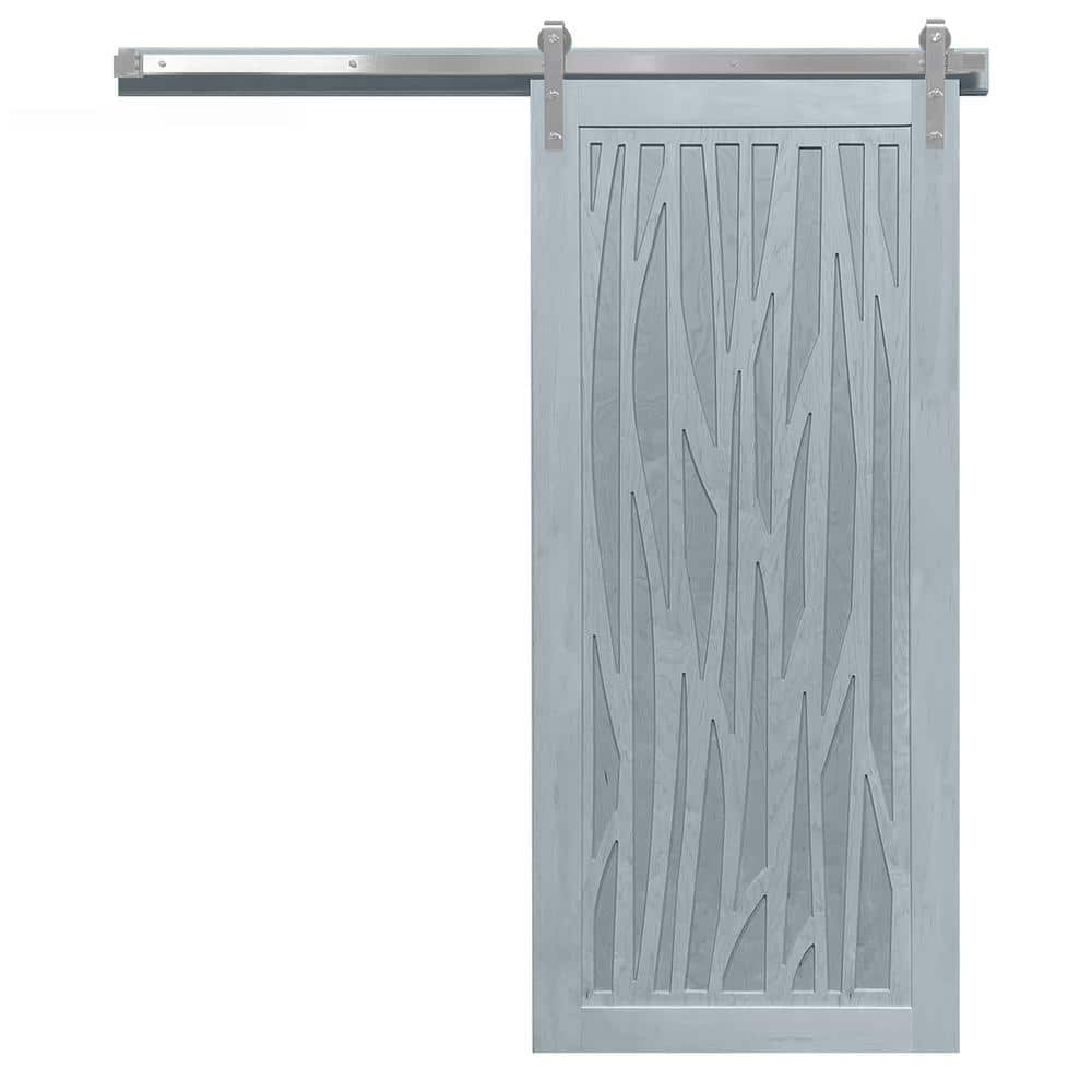 30 in. x 84 in. Howl at the Moon Beach House Wood Sliding Barn Door with Hardware Kit in Stainless Steel price history on PriceWatchPro