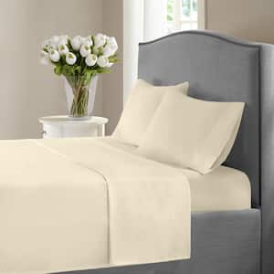 Ivory 1200-Thread Count Deep Pocket Solid Cotton Twin Sheet Set