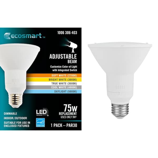 EcoSmart 75-Watt Equivalent PAR30 Dimmable CEC Adjustable Beam Flood LED Light Bulb with Selectable Color Temperature (1-Pack)