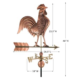 Large Rooster Weathervane - Pure Copper