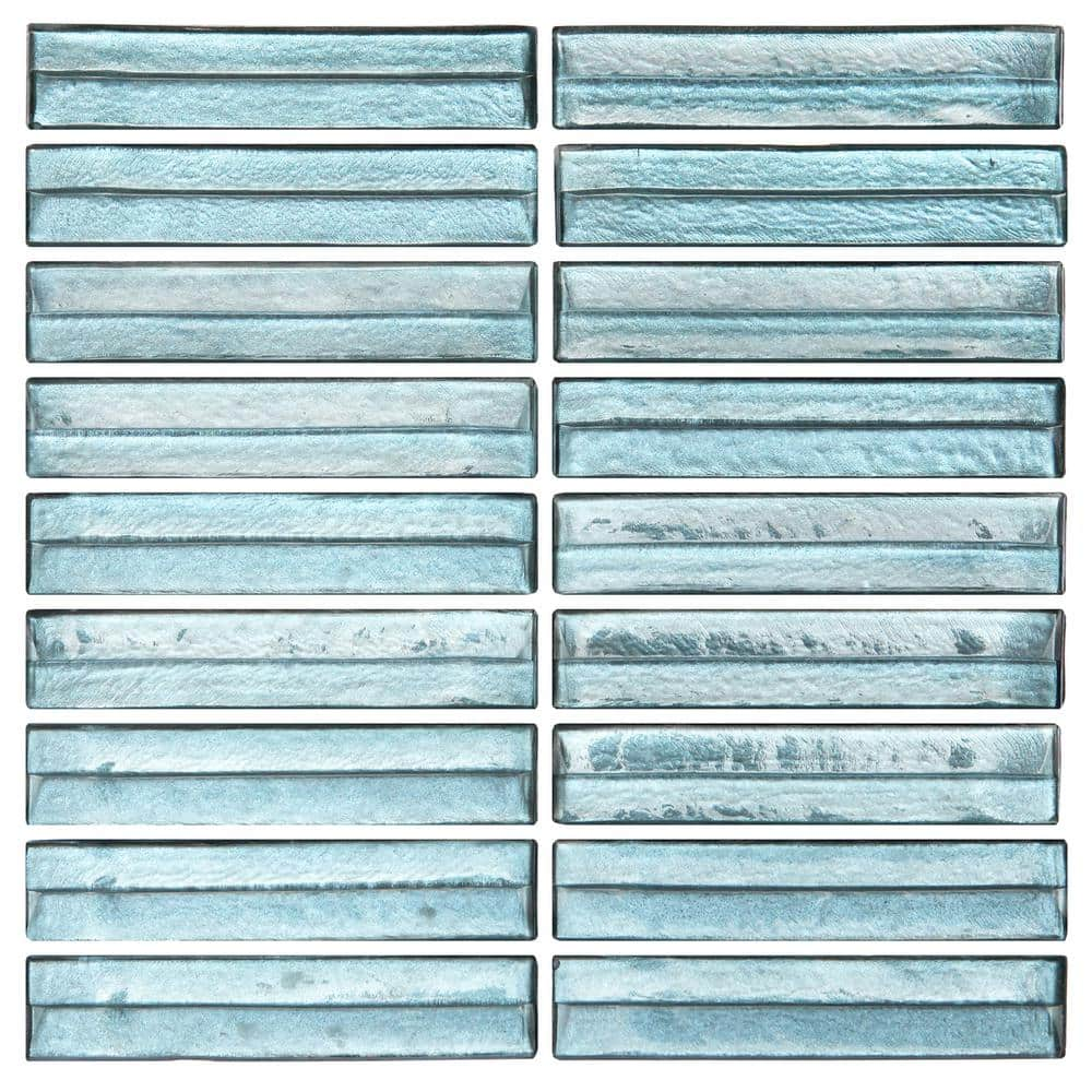 Tara Steel Blue 4 in. x 0.26 Stacked Glass Mosaic Tile Sample -  Ivy Hill Tile, EXT3RD105453