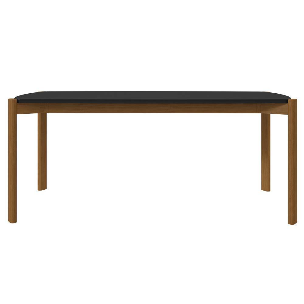 Matte Black and Eucalyptus Wood Rectangular Dining Table