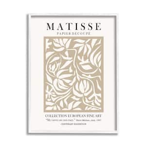 Neutral Floral Foliage Pattern Historical Exhibition Text by Ros Ruseva Framed Nature Art Print 14 in. x 11 in.