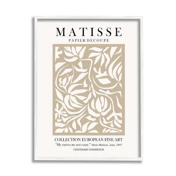 The Stupell Home Decor Collection Neutral Floral Foliage Pattern Historical Exhibition Text by Ros Ruseva Framed Nature Art Print 14 in. x 11 in.