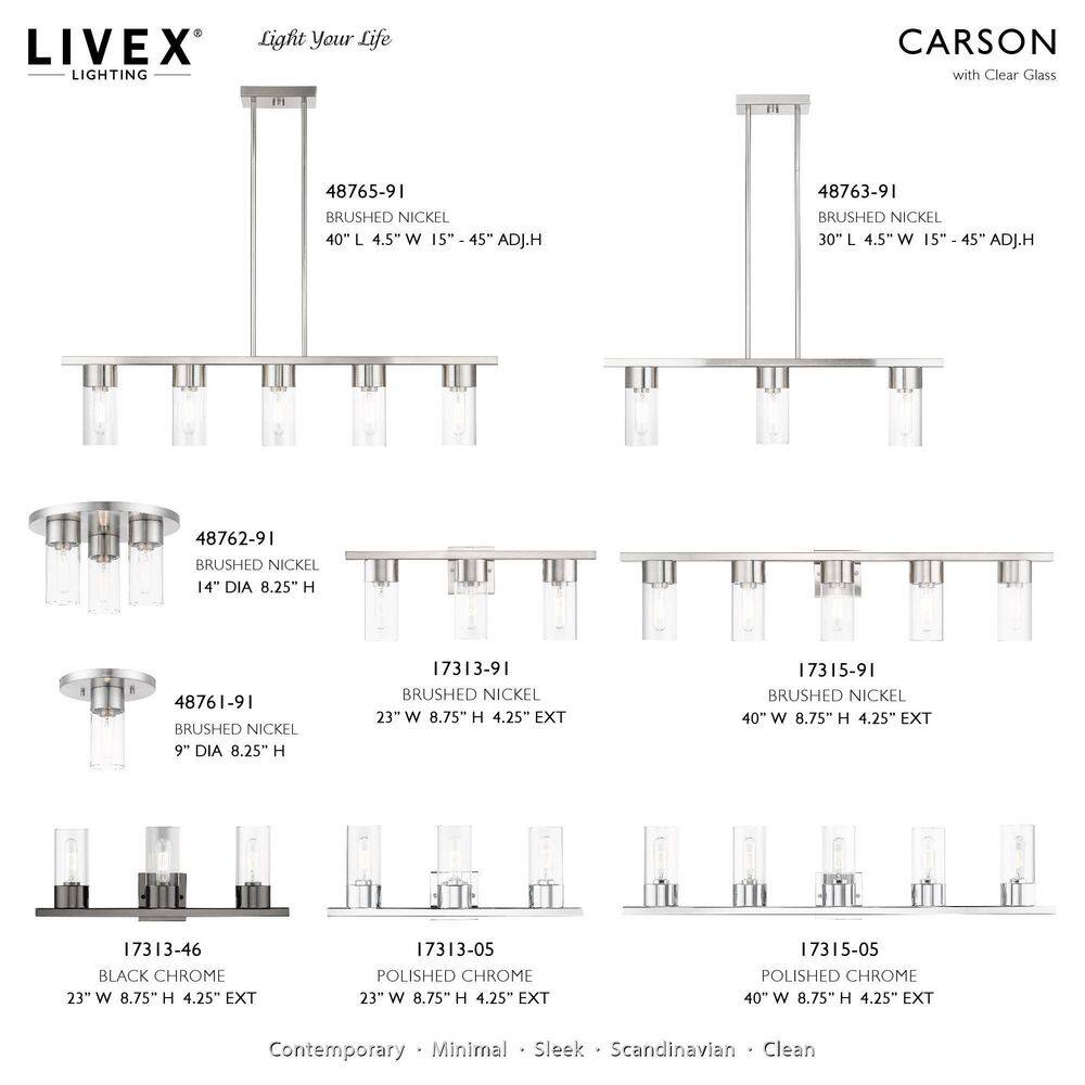 Carson Brushed Nickel 8.25" Clear Glass Indoor/Outdoor Flush Mount Light