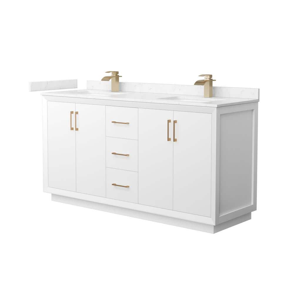 Strada 66 in. W x 22 in. D x 35 in. H Double Bath Vanity in White with Carrara Cultured Marble Top price history on PriceWatchPro