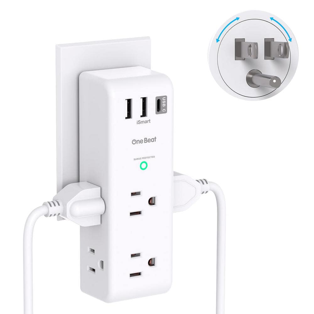 6-Outlet 1800J Wall Charger 3-Sided Power Strip Surge Protector Outlet Extender in White with Rotating Plug & USB Ports price history on PriceWatchPro