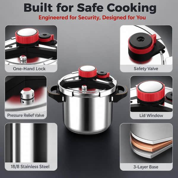 Numhew 8.5 qt. Stainless Steel Pressure Cooker, Multi-Cooker for