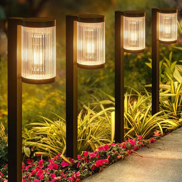 FAWEY TRED INC Outdoor Decor, Solar Pathway Lights 6-Pack, Black Super Bright Waterproof Automatic Solar Yard Lights
