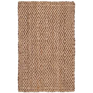 Natural Fiber Beige/Brown Doormat 2 ft. x 4 ft. Woven Diamond Area Rug