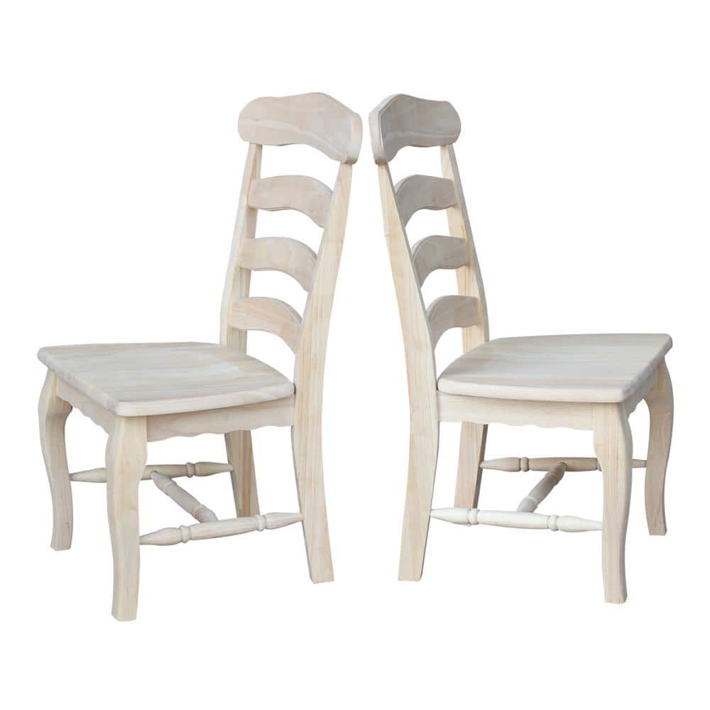 White Wood Ladderback Slat Side Chair Set