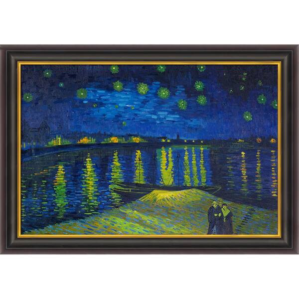 LA PASTICHE Starry Night Over the Rhone by Vincent Van Gogh Opulent Framed Abstract Oil Painting Art Print 30 in. x 42 in.