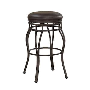 Villa 26 in. Taupe Grey Backless Swivel Counter Stool