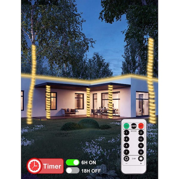 OBJLGEV 33ft. Outdoor Warm White Plug-in Integrated LED Rope Light