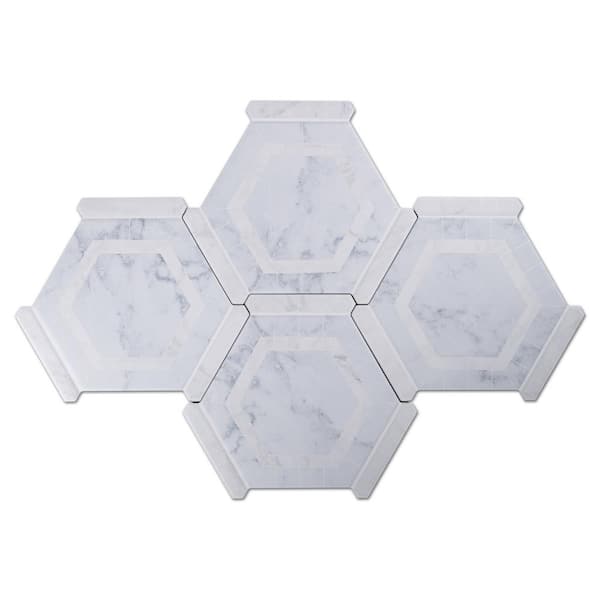 MOLOVO Ibiza Blue Hexagon 8.58 in. x 9.89 in. Matte Porcelain Tile Sample