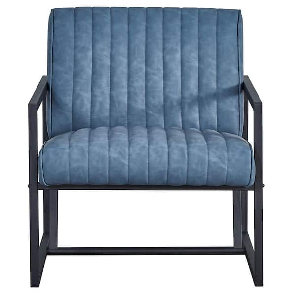 Z-joyee Blue Faux Leather Modern Design Steel Armchair (Set of 1)