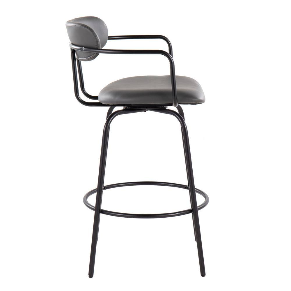 Demi 26" Gray Faux Leather Swivel Counter Stools, Set of 2