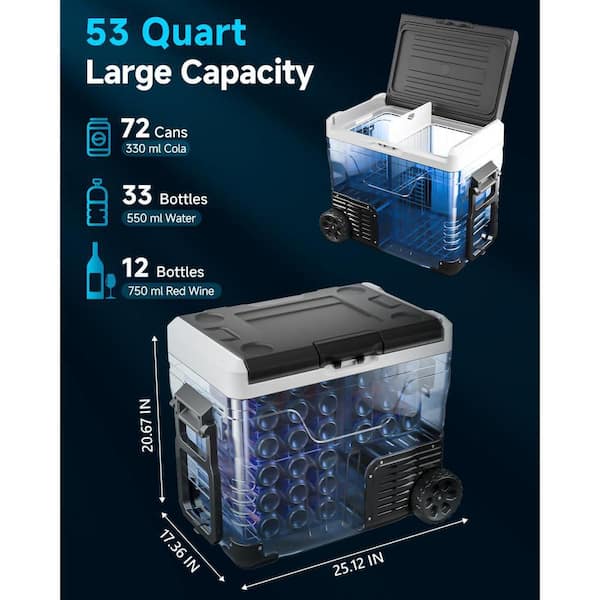 Justincity 53 qt. Electric Cooler Portable 12 Volt Refrigerator